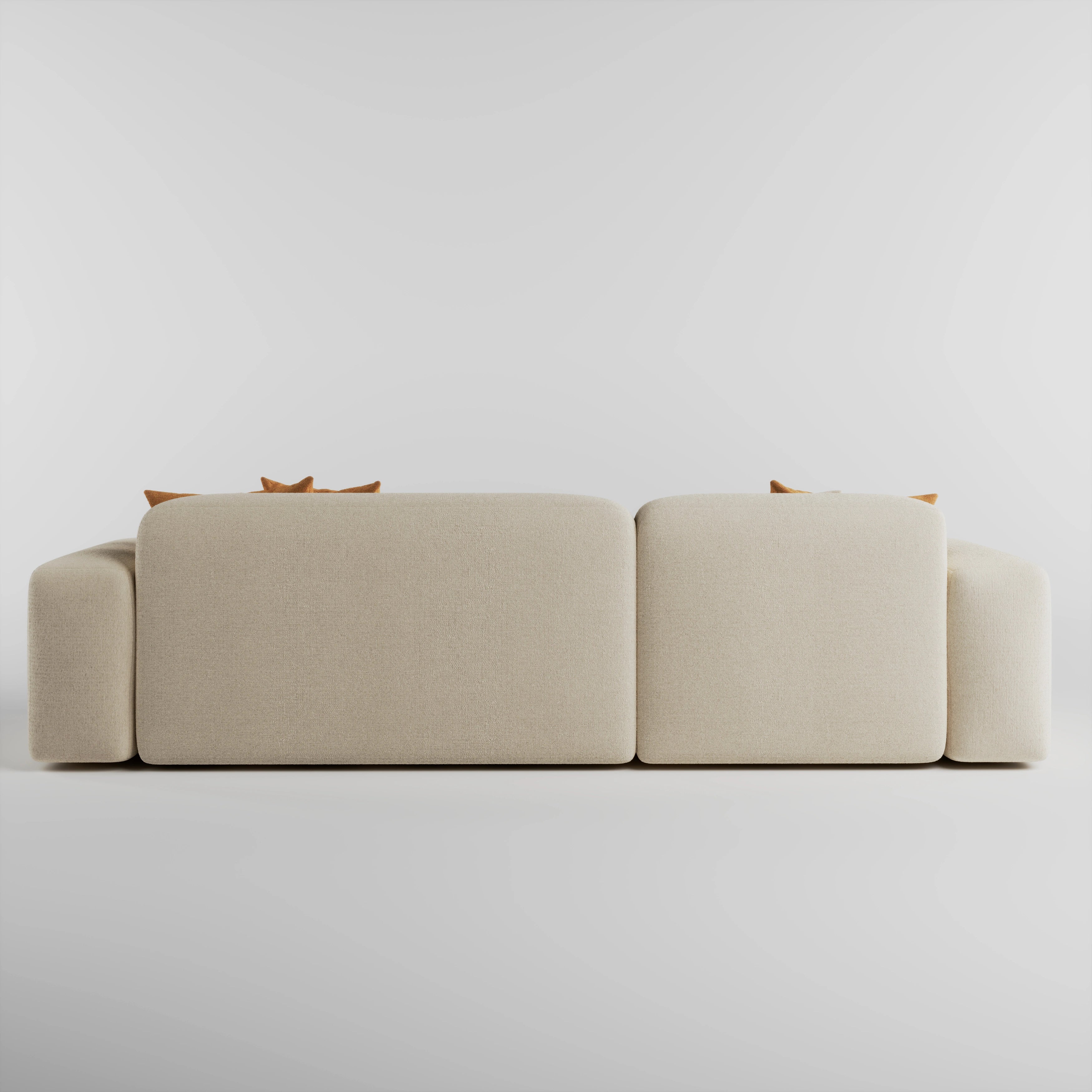 Beige sectional sofa on a white background
